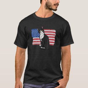 Uxedo Cat American Flag 4H Of July Patriotic Uxedo T-Shirt