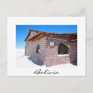 Uyuni salt hotel, Bolivia white postcard