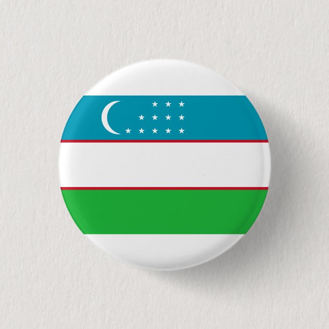 Uzbek Flag, Flag of Uzbekistan 3 Cm Round Badge (Front)