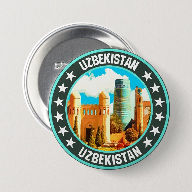 Uzbekistan                                         7.5 cm round badge (Front & Back)