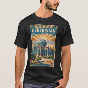 Uzbekistan Camel Illustration Travel Art Vintage T-Shirt