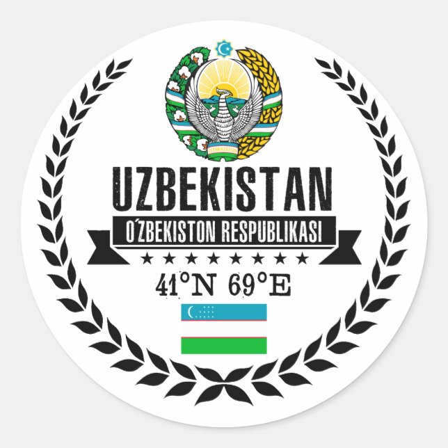 Uzbekistan Classic Round Sticker (Front)