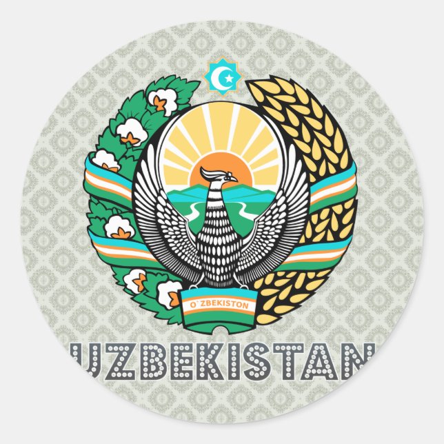 Uzbekistan Coat of Arms Classic Round Sticker (Front)