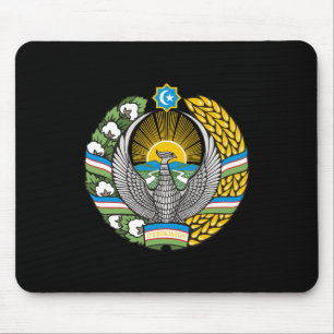 Uzbekistan country coat arms symbol emblem flag mouse pad