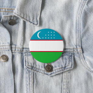 Uzbekistan flag 7.5 cm round badge