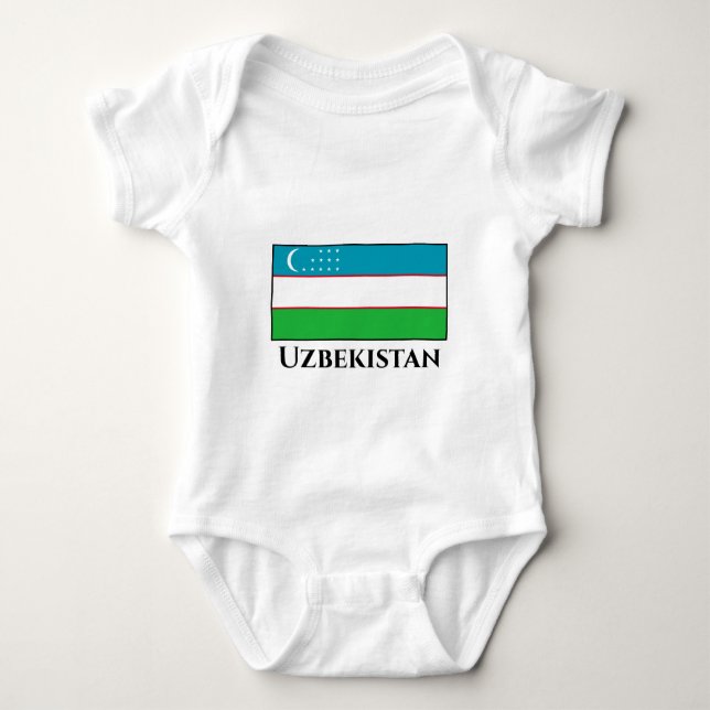 Uzbekistan Flag Baby Bodysuit (Front)