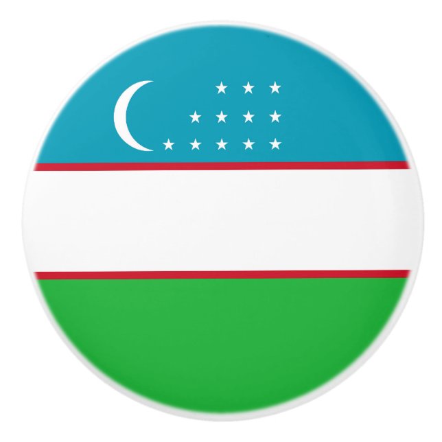 Uzbekistan flag ceramic knob (Front)