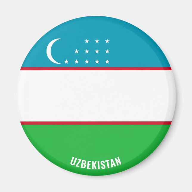 Uzbekistan Flag Charming Patriotic Magnet (Front)