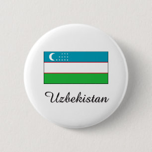 Uzbekistan Flag Design 6 Cm Round Badge