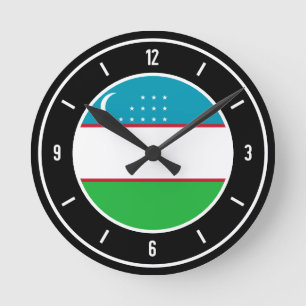 Uzbekistan Flag Elegant Round Clock