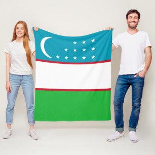 Uzbekistan flag fleece blanket