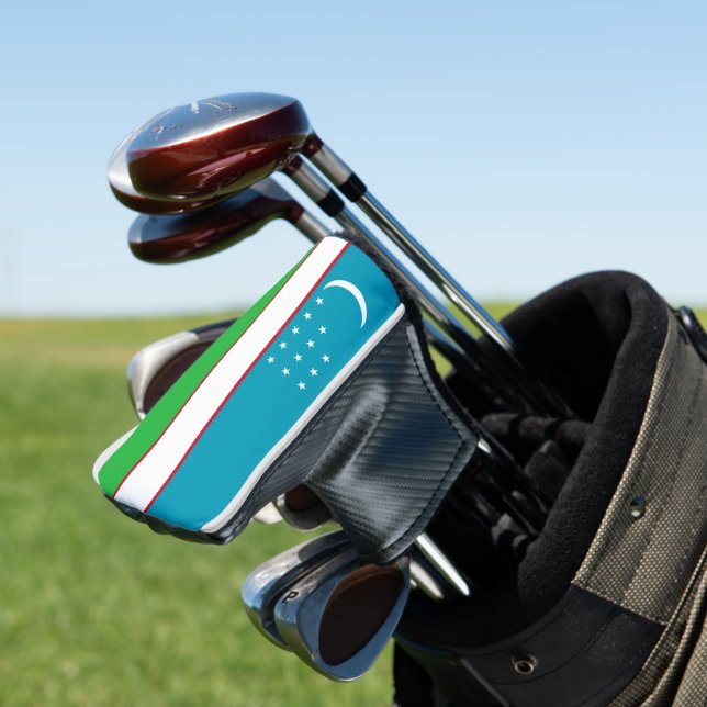 Uzbekistan flag golf head cover (In Situ)