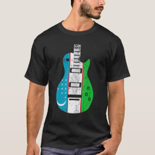 Uzbekistan Flag Guitar Vintage Musician T-Shirt
