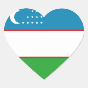 Uzbekistan Flag Heart Sticker