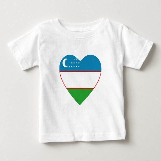 Uzbekistan Flag Heart T-Shirt (Front)