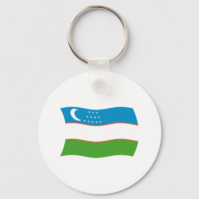 Uzbekistan Flag Keychain (Front)