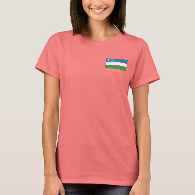 Uzbekistan Flag + Map T-Shirt (Front)