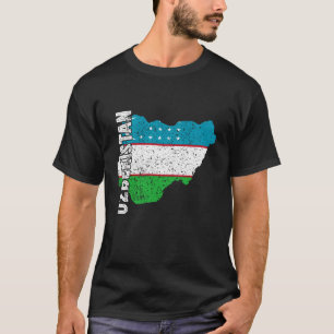 Uzbekistan Flag Map Uzbek Roots Uzbek Pride Uzbek T-Shirt