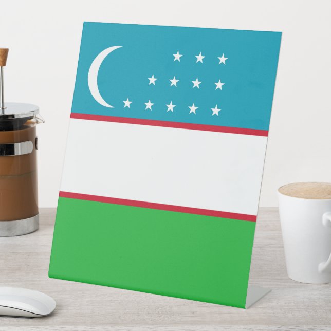 Uzbekistan flag pedestal sign (In SItu)