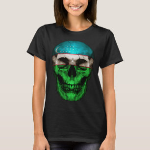 Uzbekistan Flag Skull Uzbekistani Roots Proud Patr T-Shirt