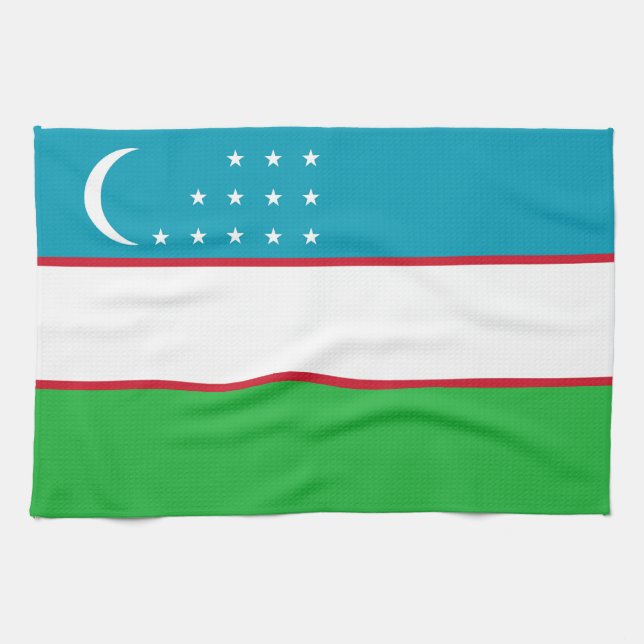 Uzbekistan flag tea towel (Horizontal)