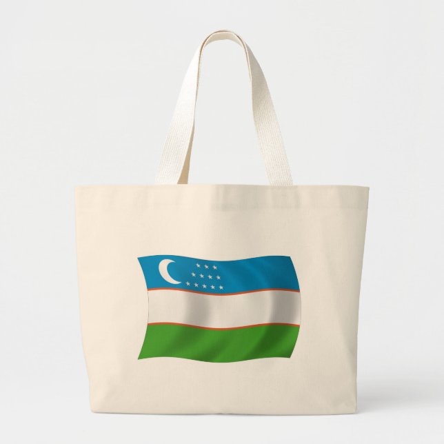Uzbekistan Flag Tote Bag (Front)