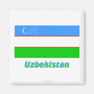 Uzbekistan Flag with Name Magnet