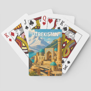 Uzbekistan Illustration Travel Art Vintage Playing Cards
