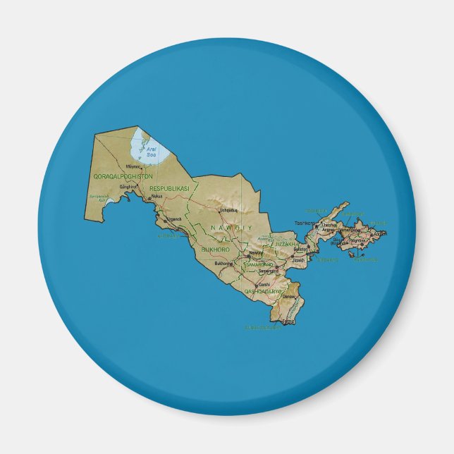 Uzbekistan Map Magnet (Front)