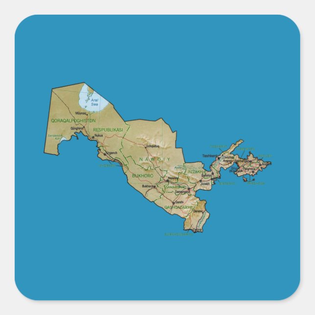 Uzbekistan Map Sticker (Front)