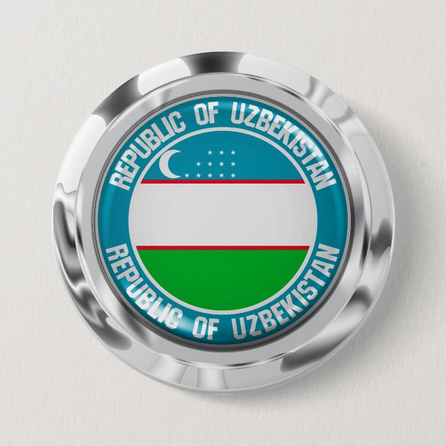 Uzbekistan Round Emblem 7.5 Cm Round Badge (Front)