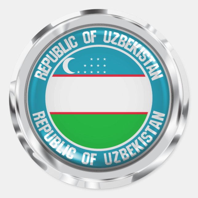 Uzbekistan Round Emblem Classic Round Sticker (Front)