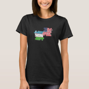 Uzbekistan USA Uzbek American Flag T-Shirt