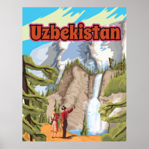Uzbekistan vintage travel poster