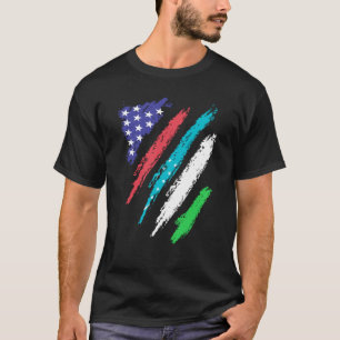 Uzbekistani American Patriot Grown Heart Flag Stri T-Shirt