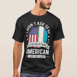 Uzbekistani American Patriot Grown Humour Flag T-Shirt
