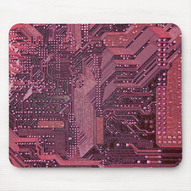 V1/V2 Fuchsia Cyber Circuits, Cyberpunk Tech Mouse Pad (Front)