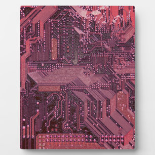 V1/V2 Fuchsia Cyber Circuits, Cyberpunk Tech Plaque