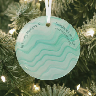 V2 Aqua Sea Waves Memorial Keepsake Suncatcher   Glass Tree Decoration