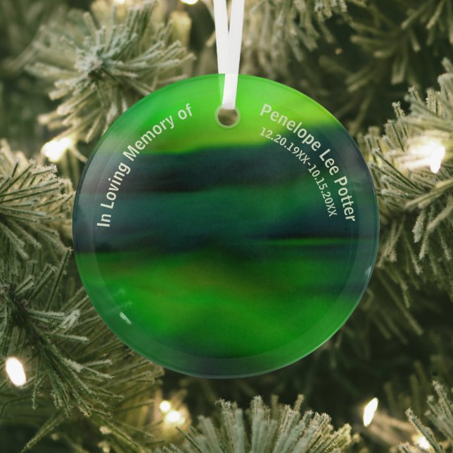 V2 Green Northern Lights Memorial Suncatcher  Glass Tree Decoration (Insitu)