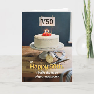 V50 Cake Funny 50th Birthday Card for a Runner