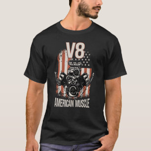 V8 American Muscle Car USA Flag V8 T-Shirt