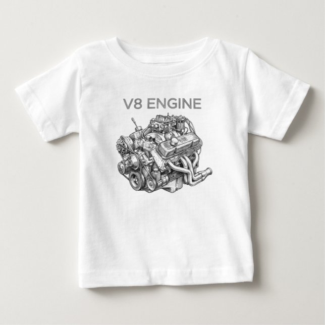V8 engine pencil sketch drawing baby T-Shirt (Front)
