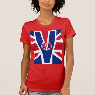 V 80 With Union Jack Background VE Day UK T-Shirt