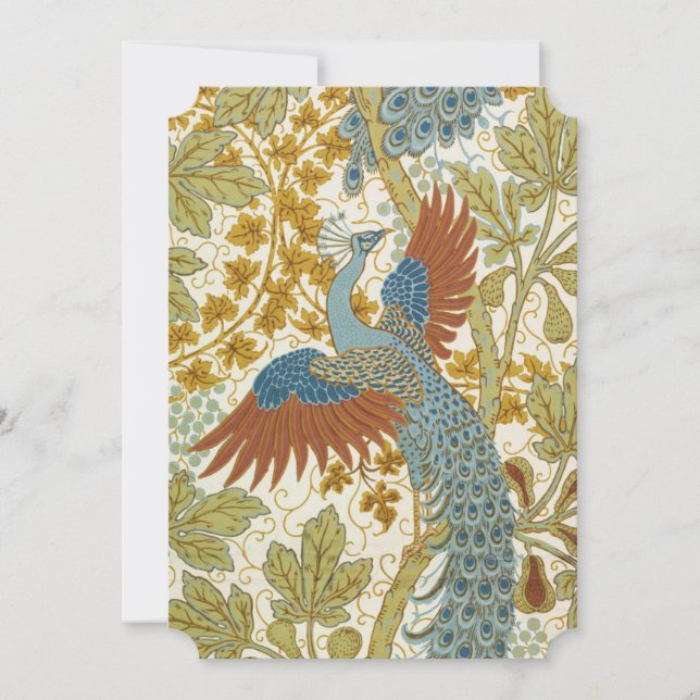 V&A Blue Fig & Peacock Greeting Card (Front)