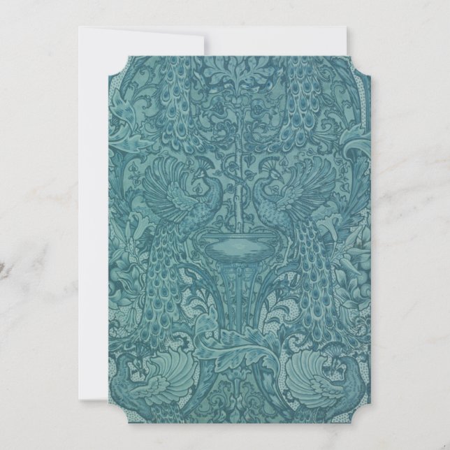 V&A Blue Peacock Garden Greeting Card (Front)