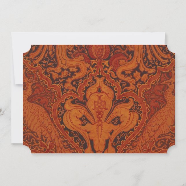 V&A Red Peacock Frieze Holiday Card (Front)