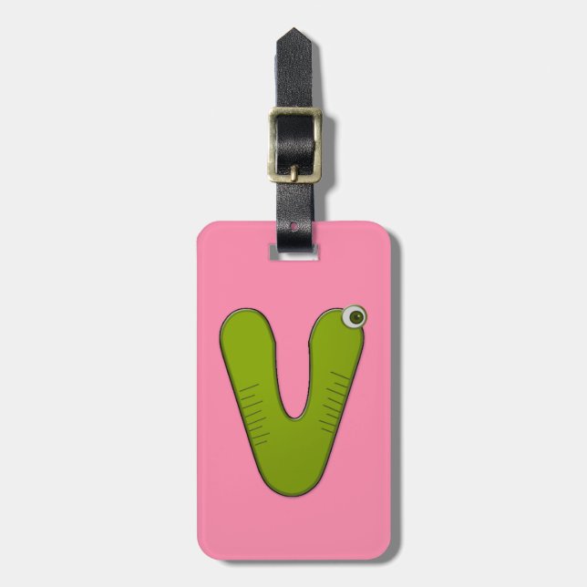 V - animal monogram - luggage tag (Front Vertical)