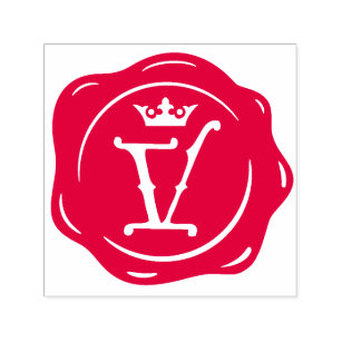 V - Antique Wax Seal Gothic Crown Initial Letter Self-inking Stamp