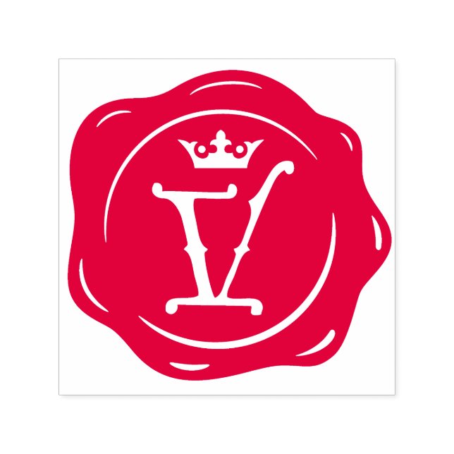 V - Antique Wax Seal Gothic Crown Initial Letter Self-inking Stamp (Design)
